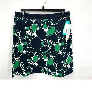 MARGARET M NWT Stitch Fix Francine Navy Green White A-Line Skirt // S